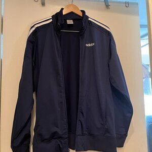 Adidas Men's Athletic Zipper Jacket‎ -  Navy and White Size Small
